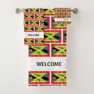 Custom Dual Heritage GRENADA JAMAICA FLAG Badhandtuch Set