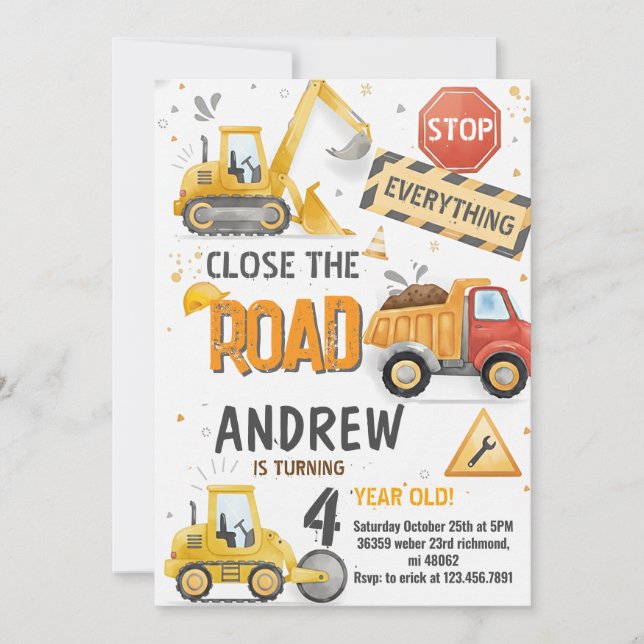 Custom Dump Truck Birthday for boys Invitation Einladung (Vorderseite)