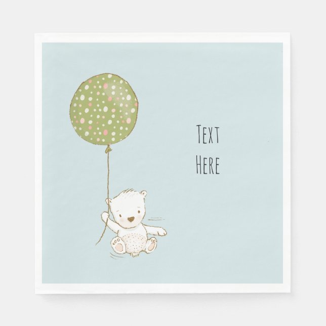 Custom Dusche Napkin Bear mit Balloon Serviette (Vorderseite)