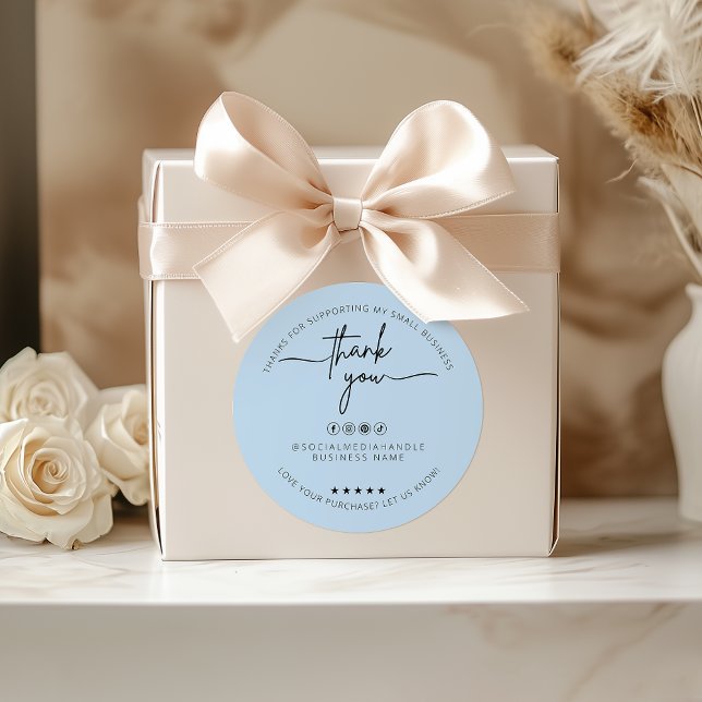 Custom Dusty Blue Aufkleber Vielen Dank Label (Custom Dusty Blue Sticker Thank You Label)