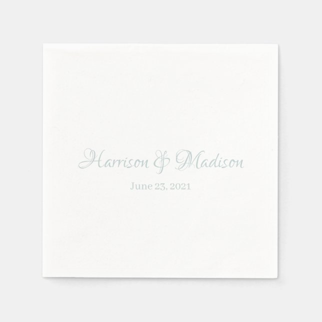 Custom dusty blue Script Couple Name Date Wedding Serviette (Vorderseite)