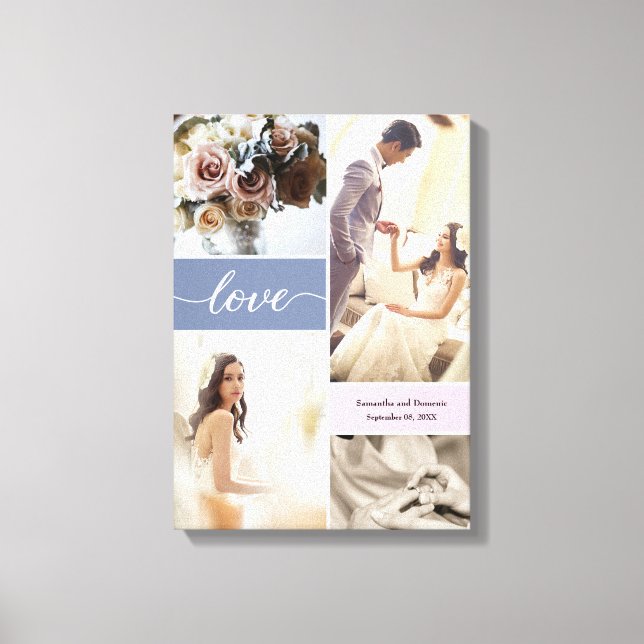 Custom Dusty Blue und Pink Wrapped Canvas Leinwanddruck (Vorderseite)