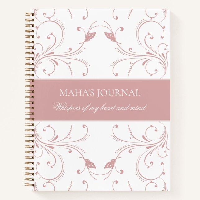 Custom Dusty Rose Botanical Butterfly Journal  Notizbuch (Vorderseite)