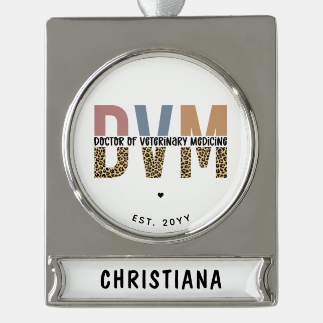 Custom DVM Doctor of Veterinary Medicine Gifts Banner-Ornament Silber (Vorderseite)