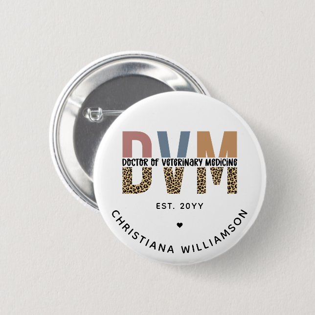 Custom DVM Doctor of Veterinary Medicine Gifts Button (Vorne & Hinten)