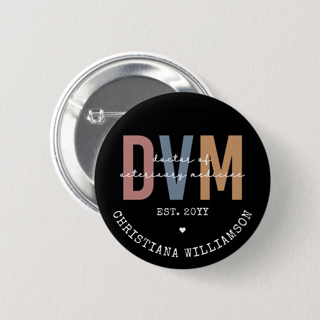 Custom DVM Doctor of Veterinary Medicine Gifts Button (Vorne & Hinten)