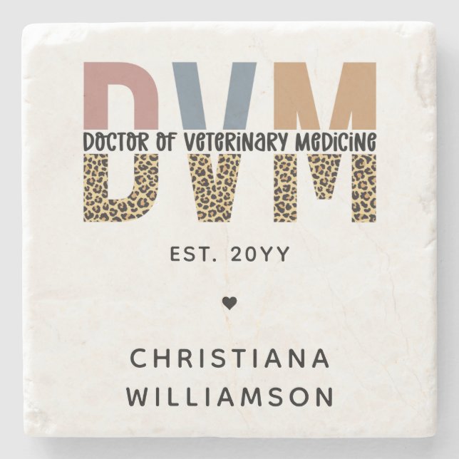 Custom DVM Doctor of Veterinary Medicine Gifts Steinuntersetzer (Vorderseite)