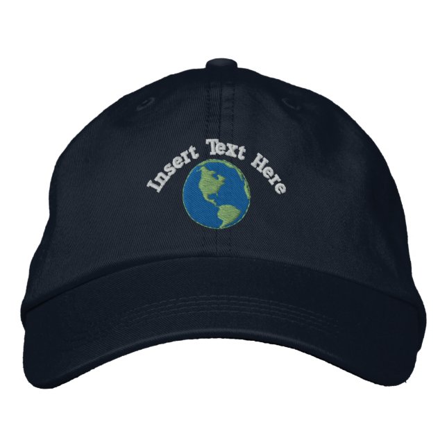 Custom Earth Embroided Hat Bestickte Kappe (Vorderseite)