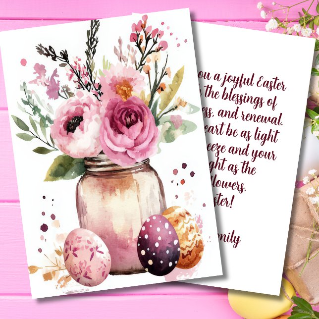 Custom Easter Card with Easter Eggs and Flowers Feiertagskarte (Von Creator hochgeladen)