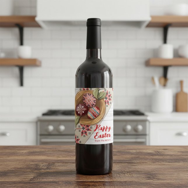 Custom Easter Egg Wine Label with Family Name Weinetikett (Von Creator hochgeladen)
