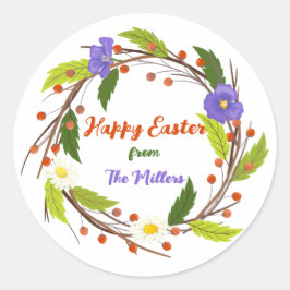 Custom Easter Wreath Sticker with Family Name
