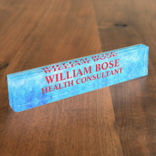 Custom Eastern Blue Artistic Namensplakette