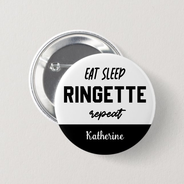 Custom Eat Sleep Ringette Wiederholung Ringette Pl Button (Vorne & Hinten)