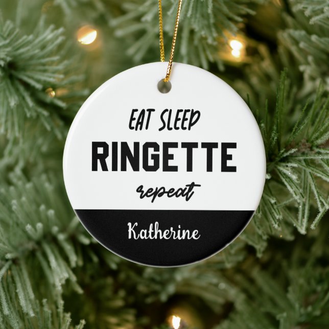 Custom Eat Sleep Ringette Wiederholung Ringette Pl Keramik Ornament (Baum)