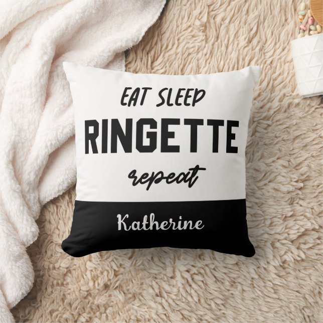 Custom Eat Sleep Ringette Wiederholung Ringette Pl Kissen (Decke)