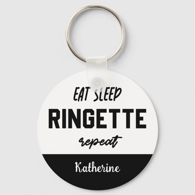 Custom Eat Sleep Ringette Wiederholung Ringette Pl Schlüsselanhänger (Vorderseite)