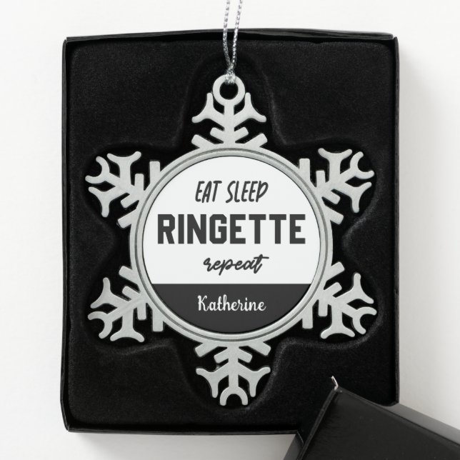 Custom Eat Sleep Ringette Wiederholung Ringette Pl Schneeflocken Zinn-Ornament (Box)