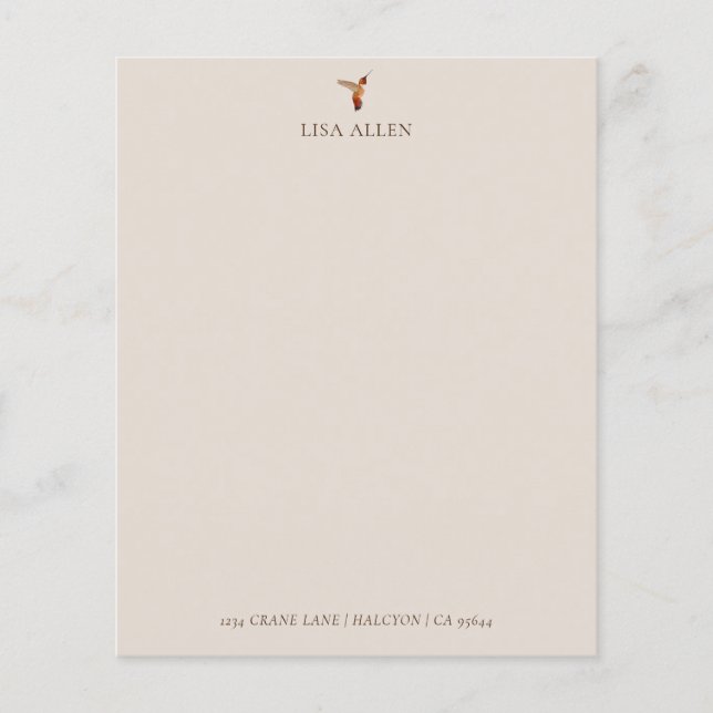Custom Ecru Allen's Hummingbird Stationery Paper (Vorderseite)
