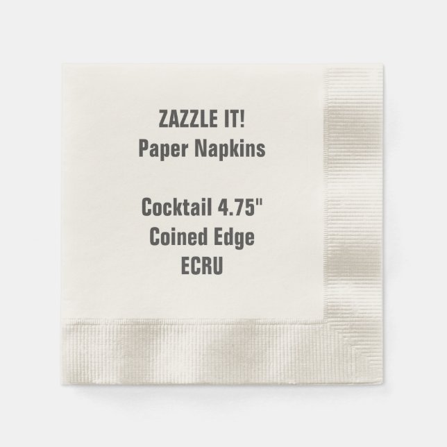Custom ECRU Cocktail Papier Napkins Leere Serviette (Vorderseite)
