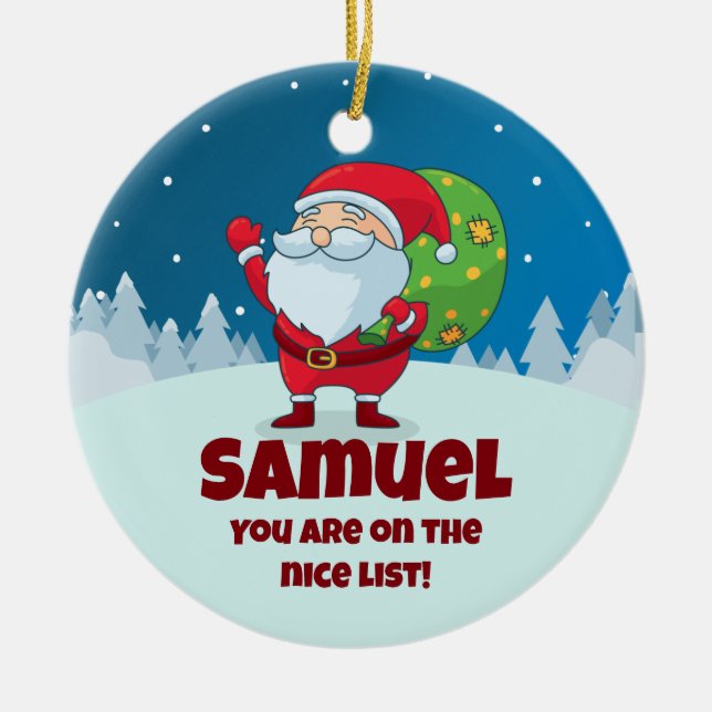 CUSTOM Eigene Nachricht Funny Christmas Nice List Keramik Ornament (Vorne)