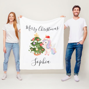 Custom einicorn Weihnachtsblanket für Mädchen Fleecedecke