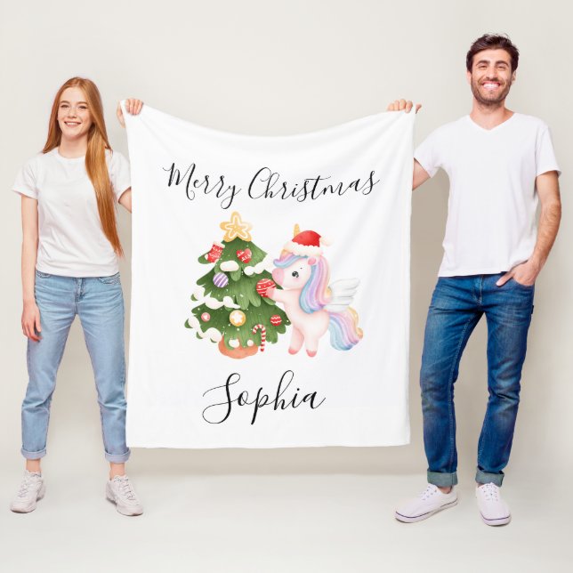 Custom einicorn Weihnachtsblanket für Mädchen Fleecedecke (Beispiel)