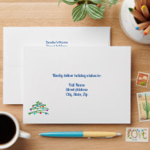 Custom Electric Blue Christmas Tree Envelope