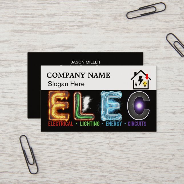 Custom Electrician Business Card with Company Logo Visitenkarte (Vorderseite/Rückseite Beispiel)