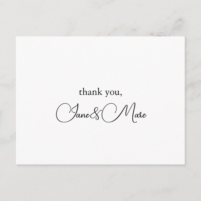Custom Elegance Calligraphy Danke Cards Postkarte (Vorderseite)