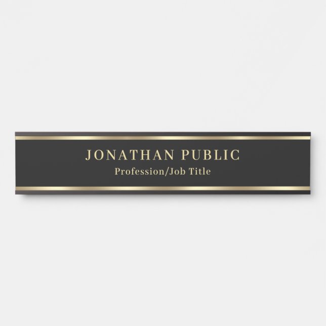 Custom Elegant Black And Gold House Office School Türschild (Vorderseite )
