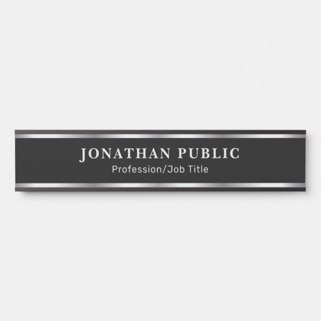 Custom Elegant Black And Silver Template Home Türschild (Vorderseite )