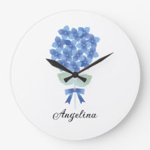 Custom Elegant Blue Blume Wall Clock