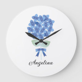 Custom Elegant Blue Blume Wall Clock Große Wanduhr