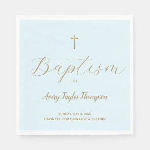 Custom Elegant Blue Cross Taufskript Serviette