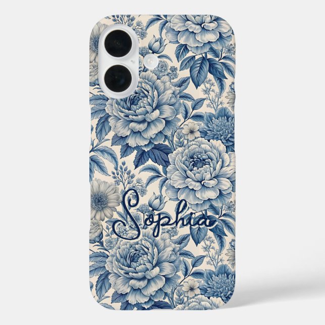 Custom Elegant Boho Chic Blue Blossom Case-Mate iPhone Hülle (Rückseite)
