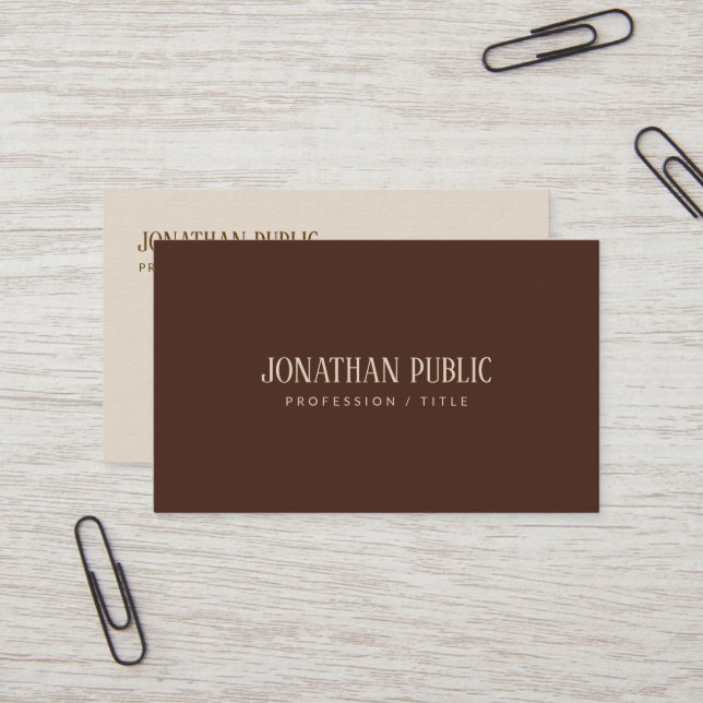 Custom Elegant Brown & Beige Template Luxury Thick Visitenkarte (Vorderseite/Rückseite Beispiel)