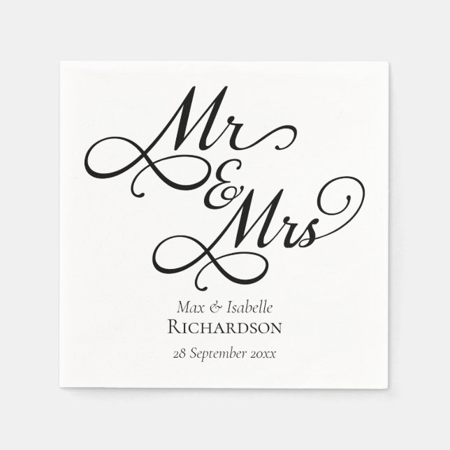 Custom Elegant Calligraphy Script Wedding Napkins Serviette (Vorderseite)