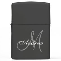 Custom Elegant Classic Script Gray Monogram Name