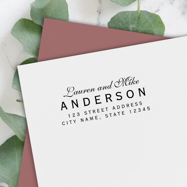 Custom Elegant Couple Name Return Address Permastempel (Von Creator hochgeladen)