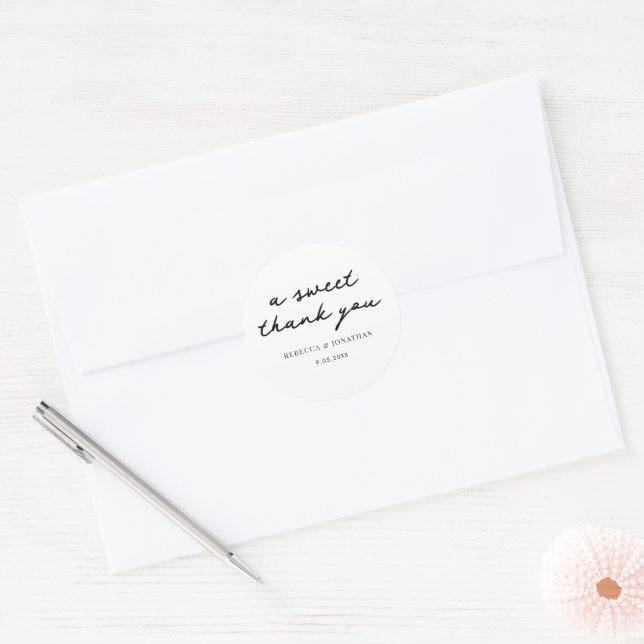 Custom Elegant Danke Hochzeit Runder Aufkleber (Umschlag)