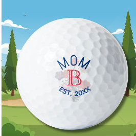 Custom Elegant Floral MOM EST. Monogram Golfball