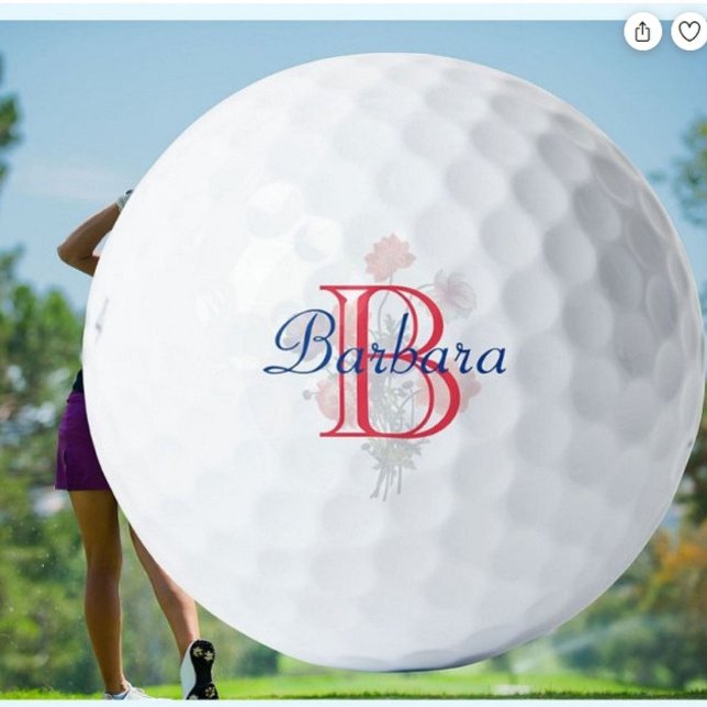 Custom Elegant Floral Name and Monogram Golfball (Von Creator hochgeladen)