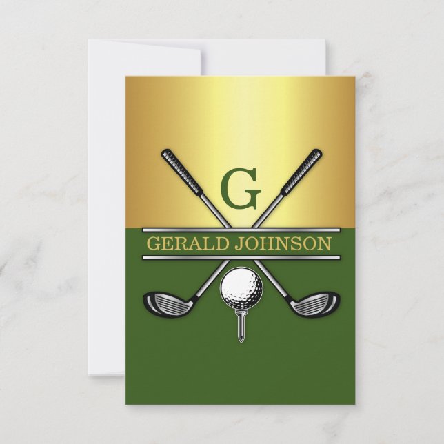 Custom Elegant Golf Monogram 3.5x5 Einladung (Vorderseite)