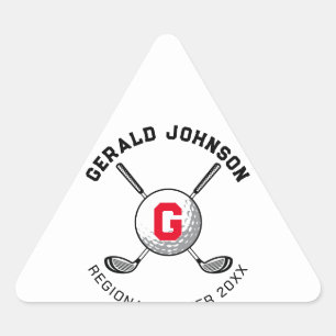 Custom Elegant Golf Monogram Design Triangle Dreieckiger Aufkleber