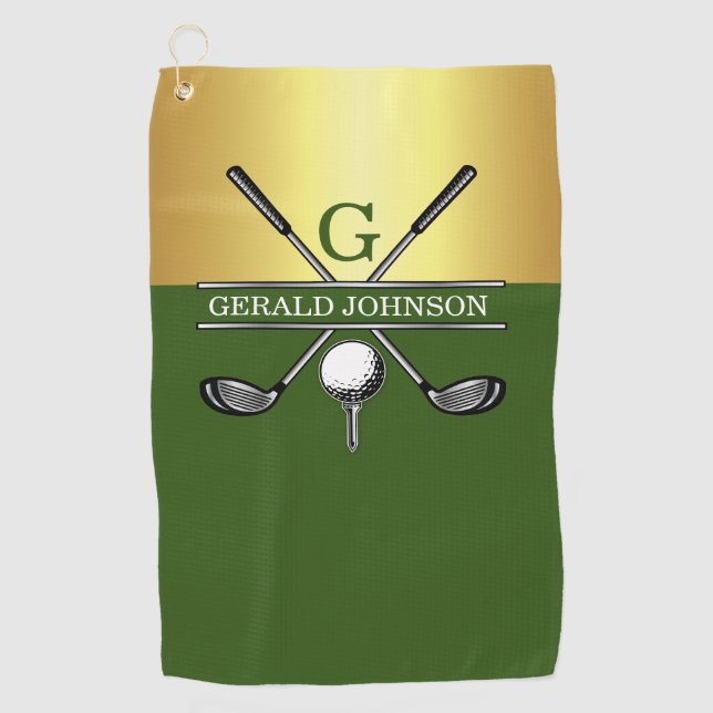 Custom Elegant Golf Monogram Golfhandtuch (Vorderseite)
