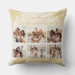 Custom Elegant Grandma's Christmas Photo Collage Kissen