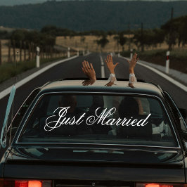 Custom Elegant Just Married Car Wedding Banner  Fensteraufkleber