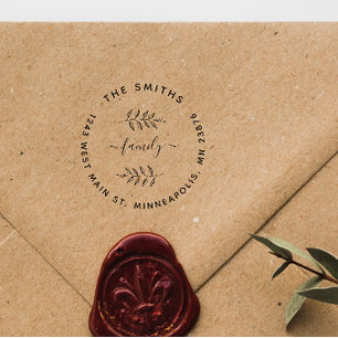 Custom Elegant Leaves Custom Family Return Address Gummistempel