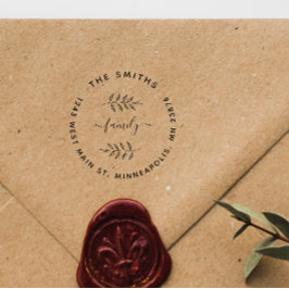 Custom Elegant Leaves Custom Family Return Address Gummistempel