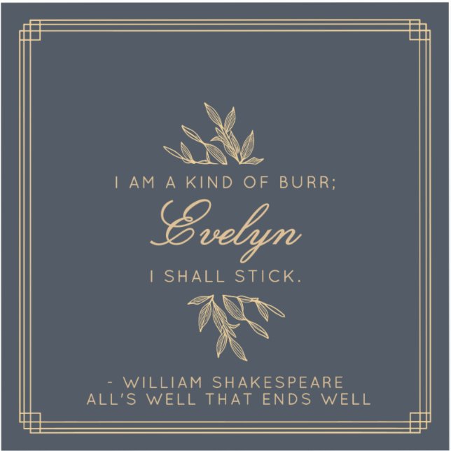 Custom Elegant Minimalistisch Witty Quote Navy Gol Aufkleber (Vorderseite)